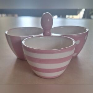 Pampered Chef Pink and White Candy Dish